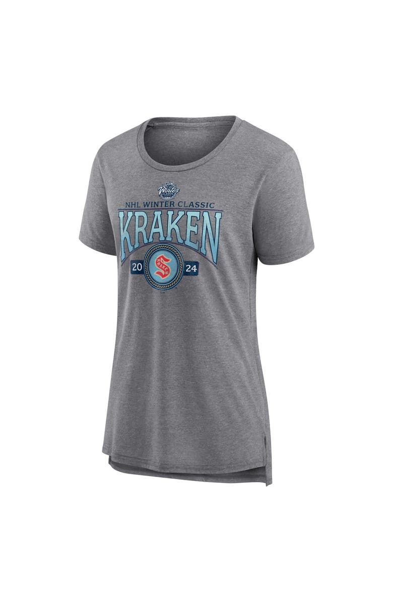 FANATICS Women's Fanatics Branded Heather Gray Seattle Kraken 2024 NHL Winter Classic Distressed Tri-Blend T-Shirt, Alternate, color, 