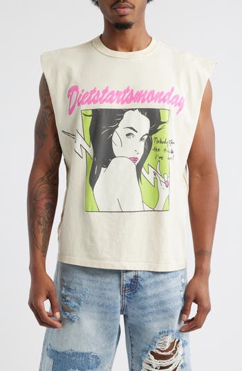 Trouble Cutoff Sleeveless Graphic T-Shirt