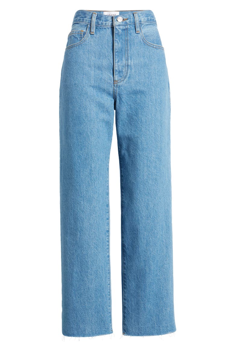 (Bio)Degradable Le Jane Raw Hem Straight Leg Jeans, Alternate, color, MEADOW