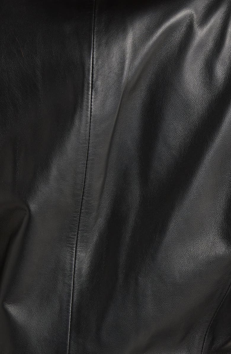 Emporio Armani Velvet Trim Leather Blazer, Alternate, color, Solid Black