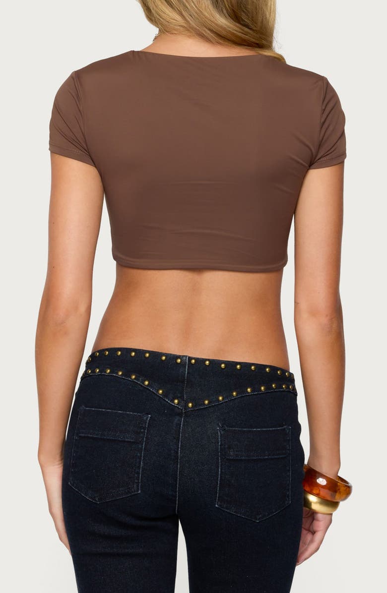 EDIKTED Jazzi U-Ring Crop Top, Alternate, color, Brown