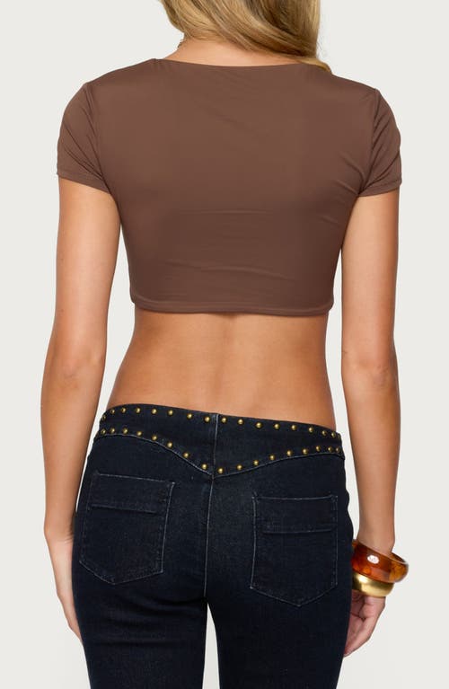 Edikted Jazzi U-ring Crop Top In Brown