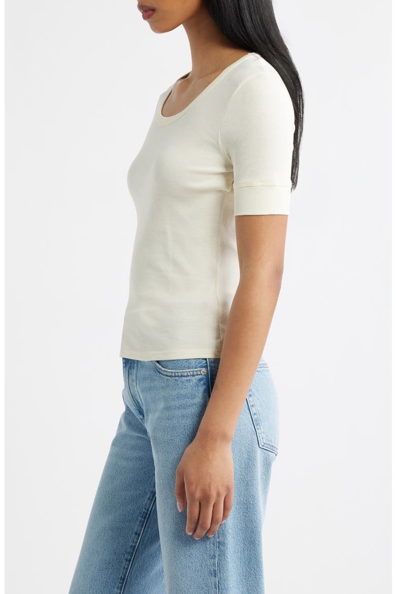 Camiseta Louise Semisheer Cotton Rib T-Shirt, Alternate, color, OFF WHITE