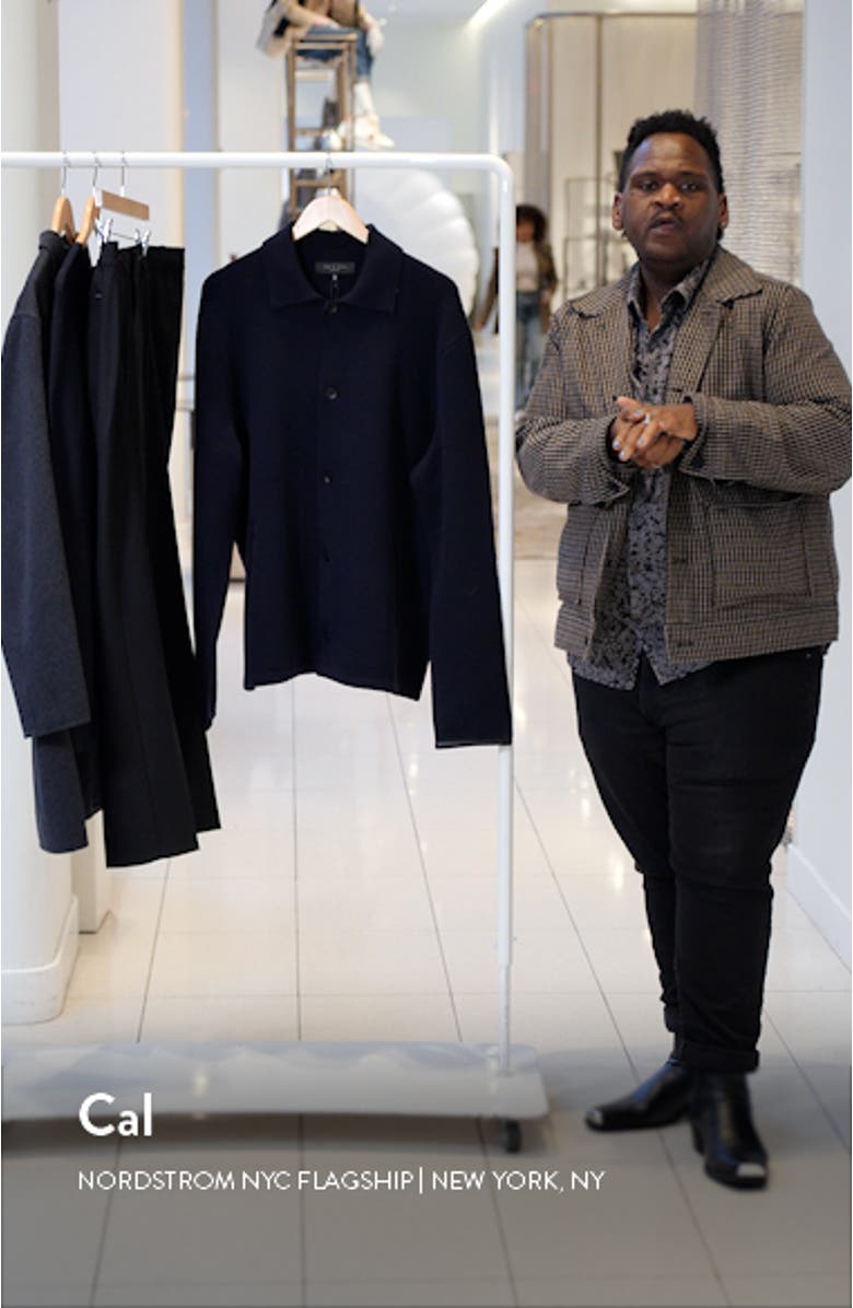 Melrose Leather Trim Wool Blend Cardigan, sales video thumbnail