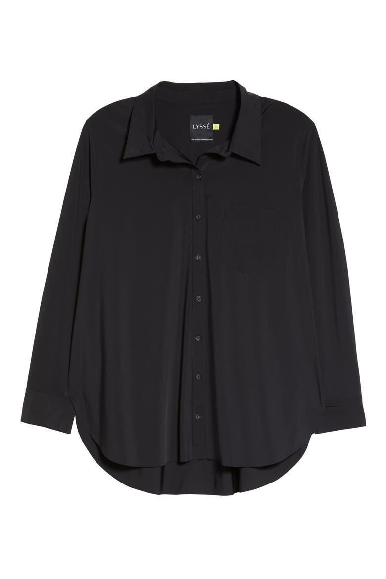 'Lyssentials Schiffer Button-Up Shirt, Alternate, color, BLACK
