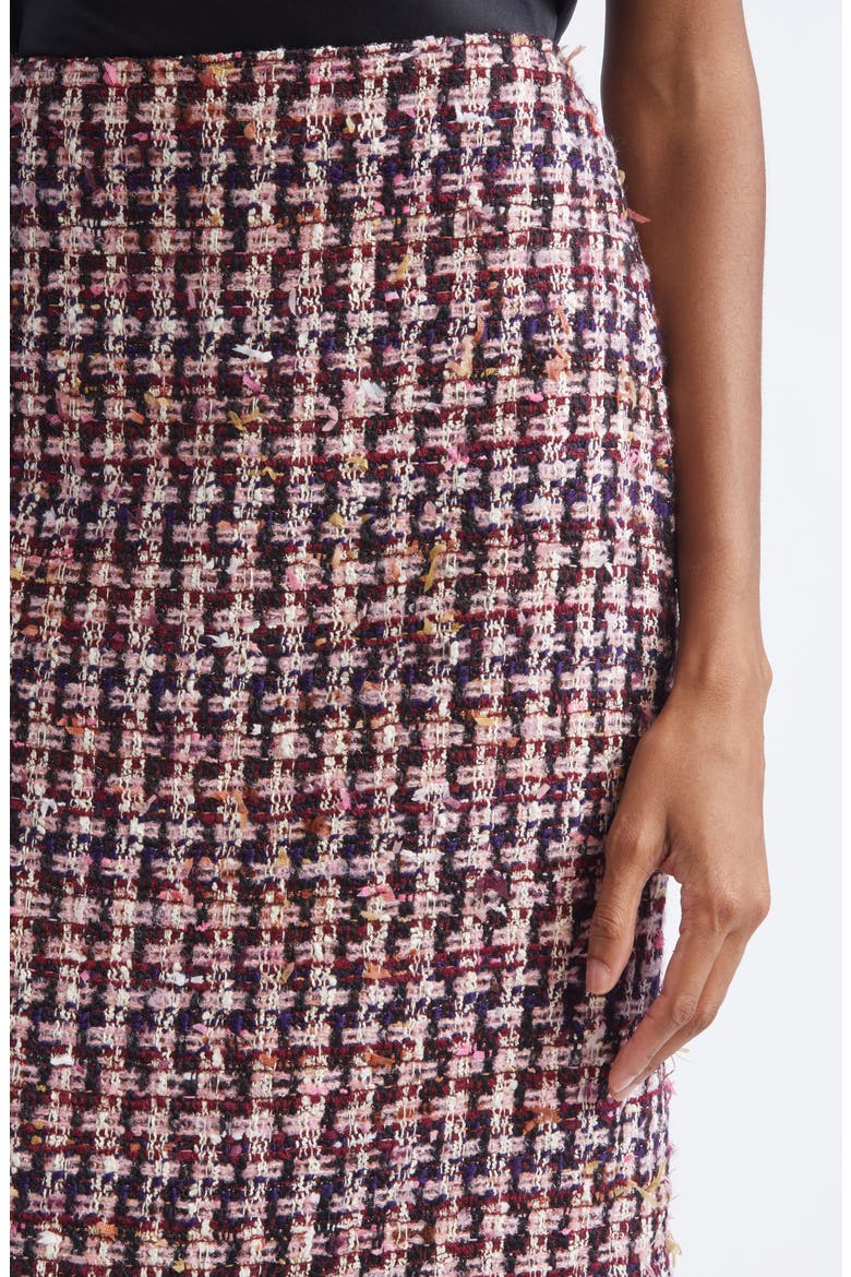 Fringe Houndstooth Tweed Pencil Skirt, Alternate, color, BORDEAUX ECRU MULTI