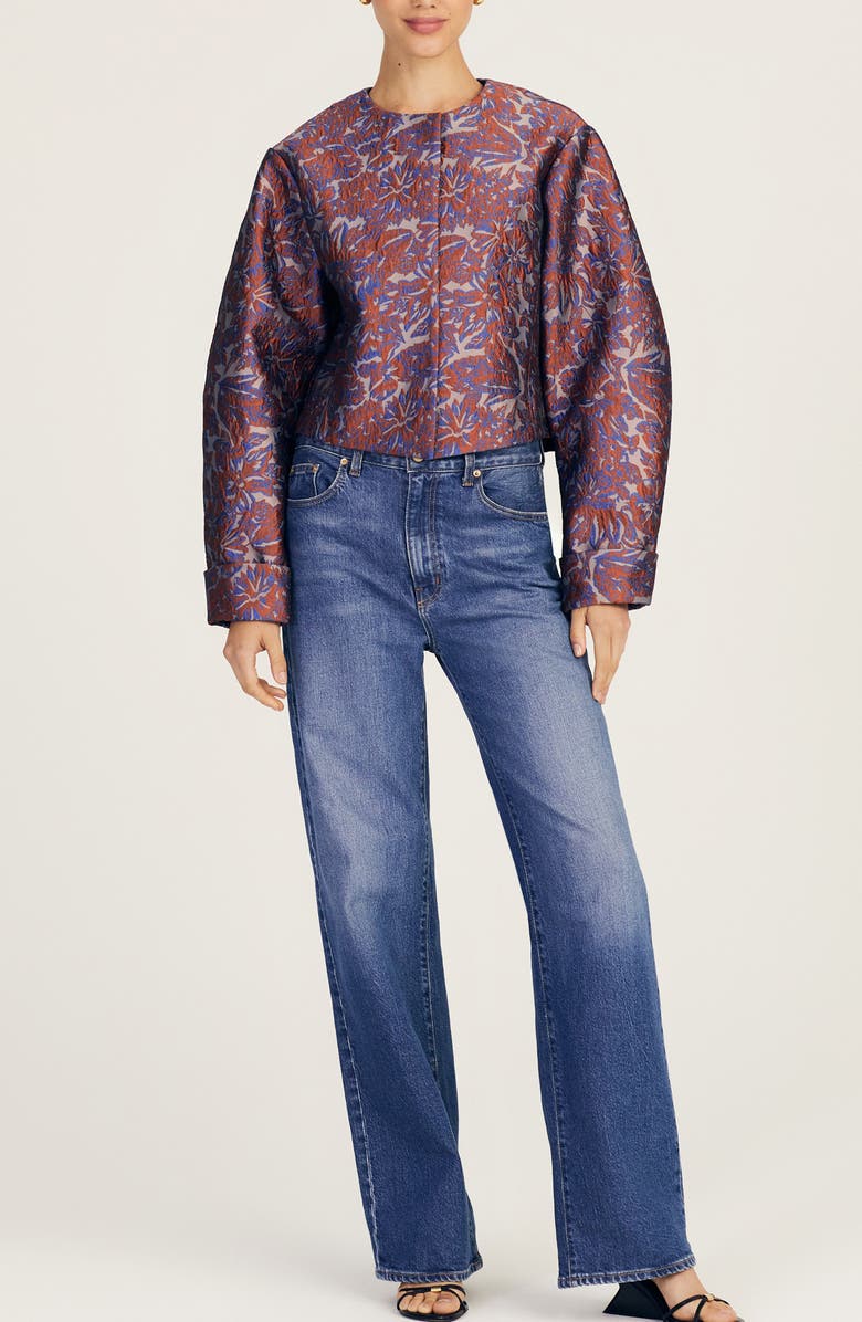 Derek Lam 10 Crosby Neville Cloqué Jacket, Alternate, color, Red Ochre Multi