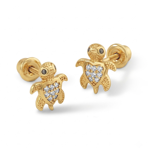 Sparkling Turtle Plated Earrings