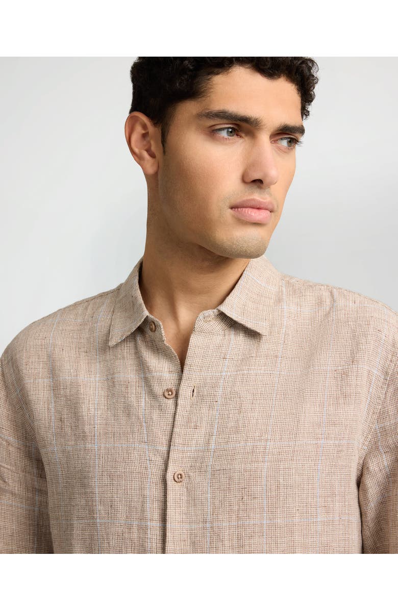 Onia Linen Long Sleeve Shirt, Alternate, color, Brown Multi