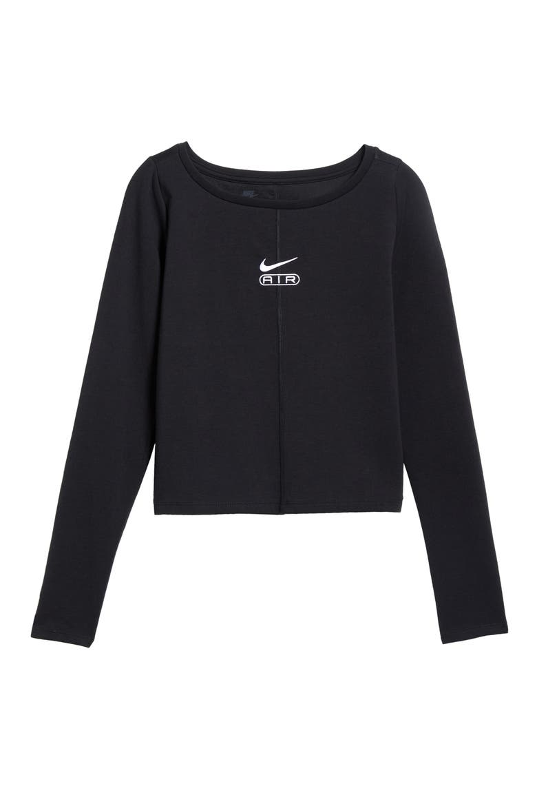 Air Crop Long Sleeve T-Shirt, Alternate, color, BLACK/ WHITE