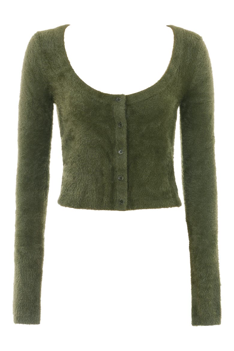 Gene Chenille Crop Cardigan, Alternate, color, KHAKI