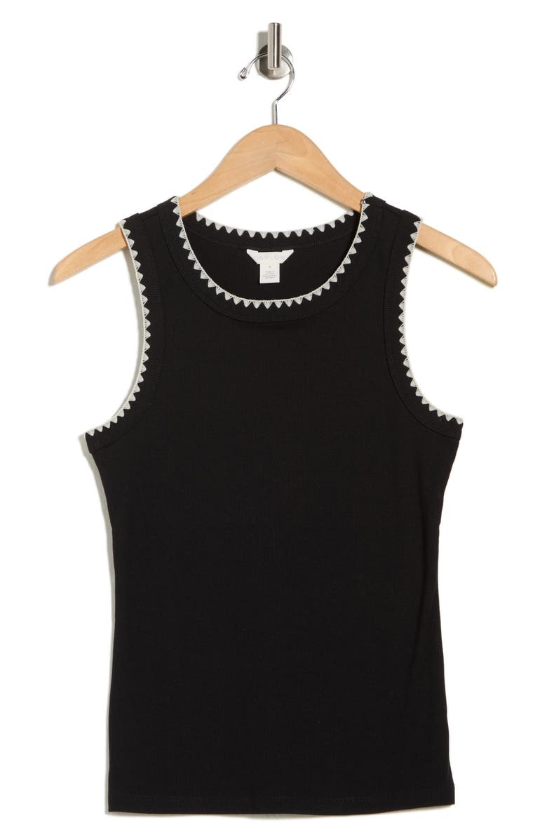 Caslon<sup>®</sup> Whipstitch Tank, Alternate, color, Black- Beige Trim