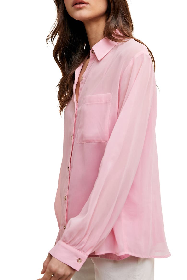 Chiffon Button Front Shirt with Cami, Alternate, color, BALLET