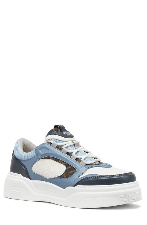 Fendi Force Leather Low-top Sneakers In F1rss Bluberry/bian/celest
