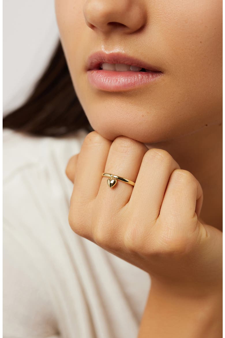 Leia Heart Charm Stackable Ring, Alternate, color, GOLD