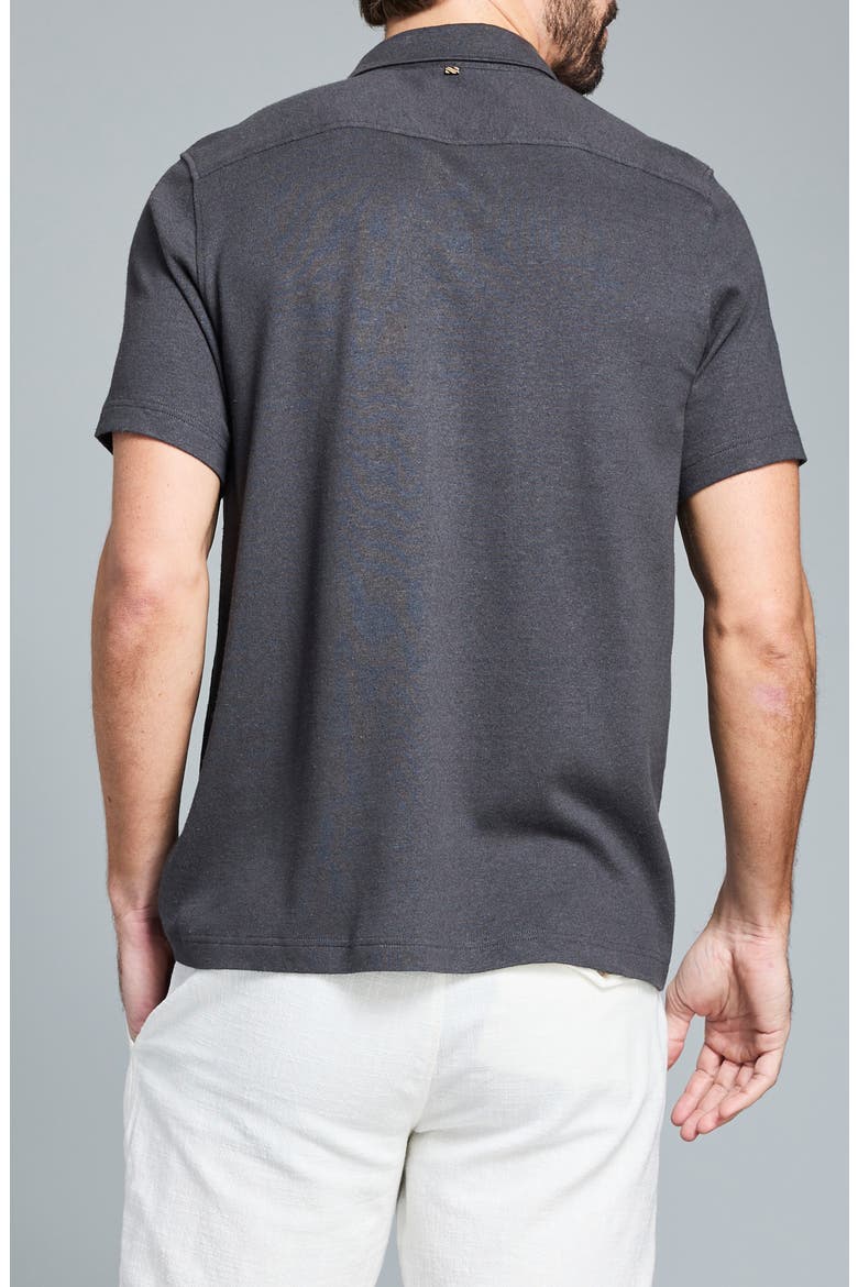 Hemp & Cotton Knit Short Sleeve Button-Up Shirt, Alternate, color, ASPHALT