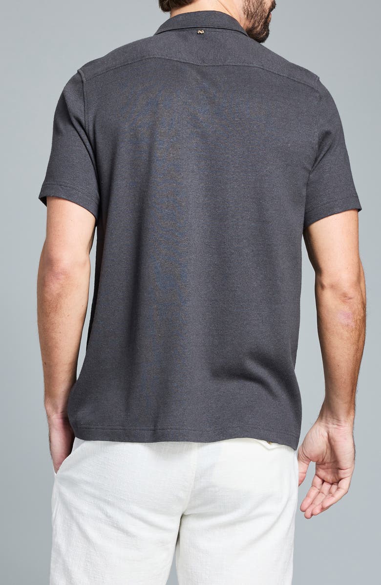 Billy Reid Hemp & Cotton Knit Short Sleeve Button-Up Shirt, Alternate, color, Asphalt