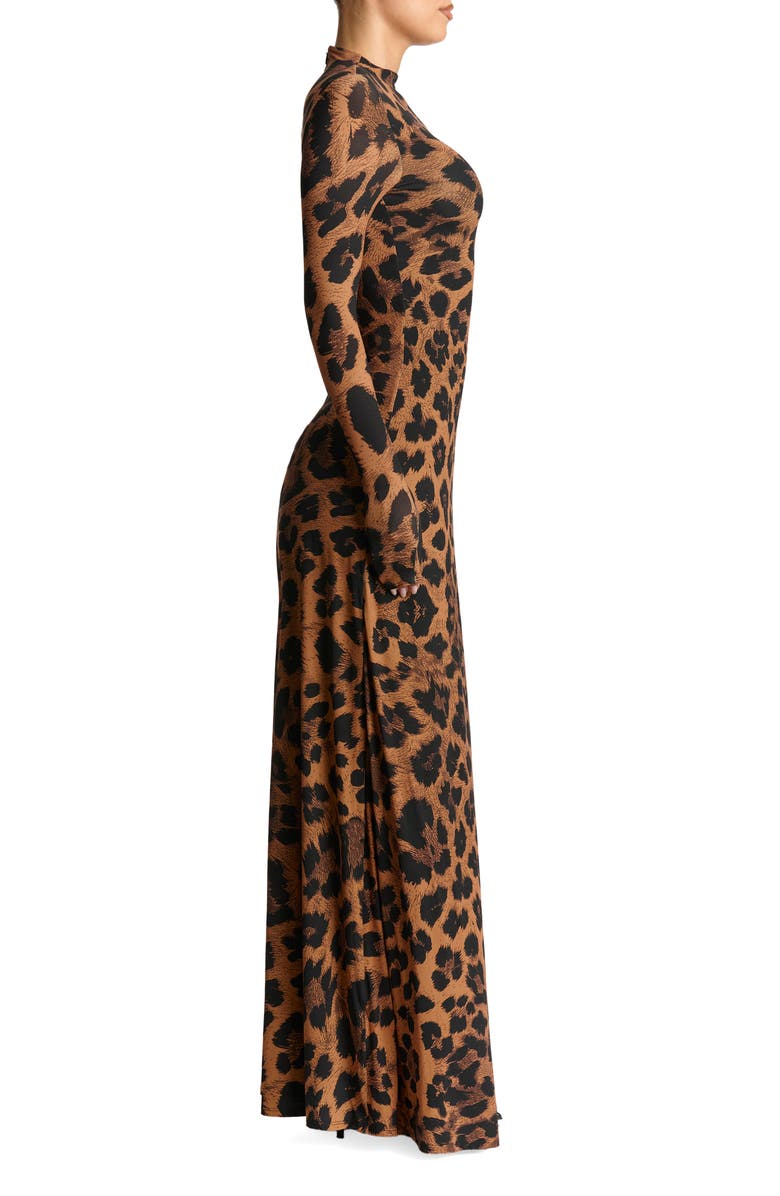 Naked Wardrobe Leopard Print Long Sleeve Maxi Dress, Alternate, color,