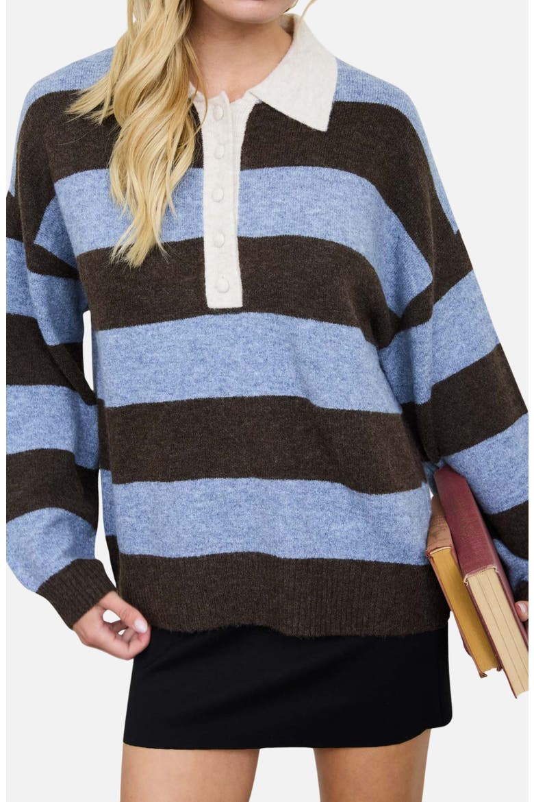 Stripe Polo Sweater, Alternate, color, DUSTY BLUE MULTI