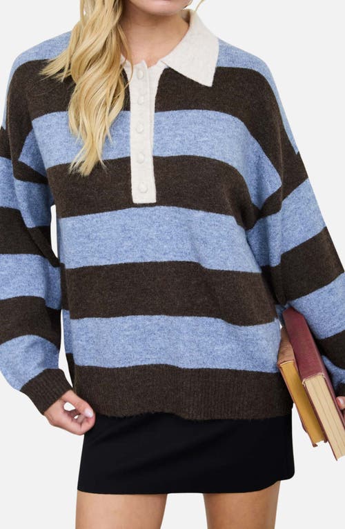 Blu Pepper Stripe Polo Sweater In Multi