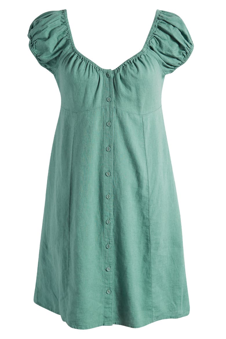 Margie Linen Blend Dress, Alternate, color, TRELLIS GREEN