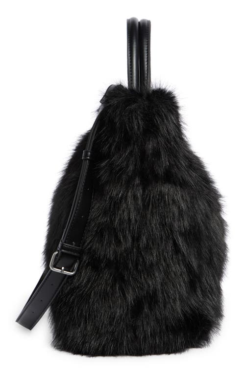 Bcbg Faux Fur Tote Bag With Pouch In Black