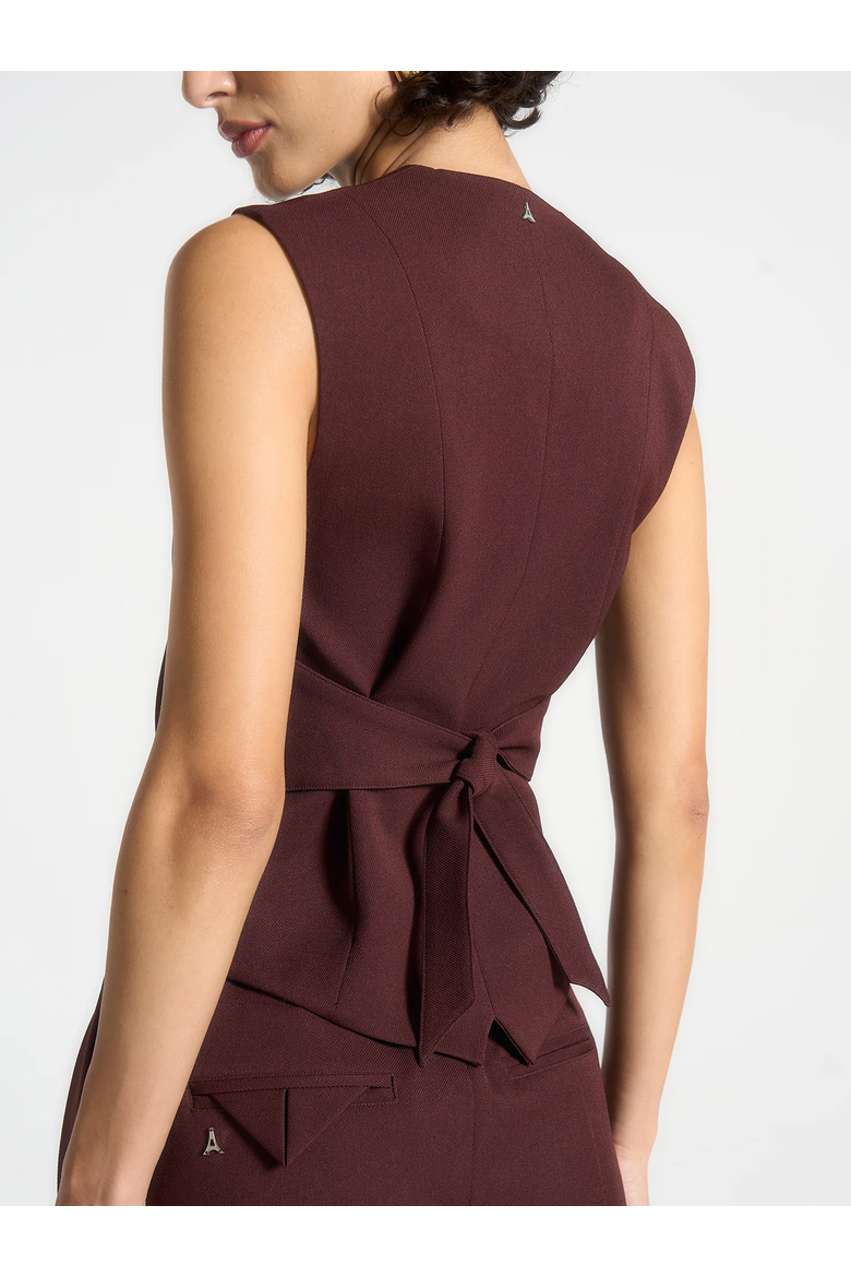 Christine Structured Cinch Waistcoat, Alternate, color, Wine Red