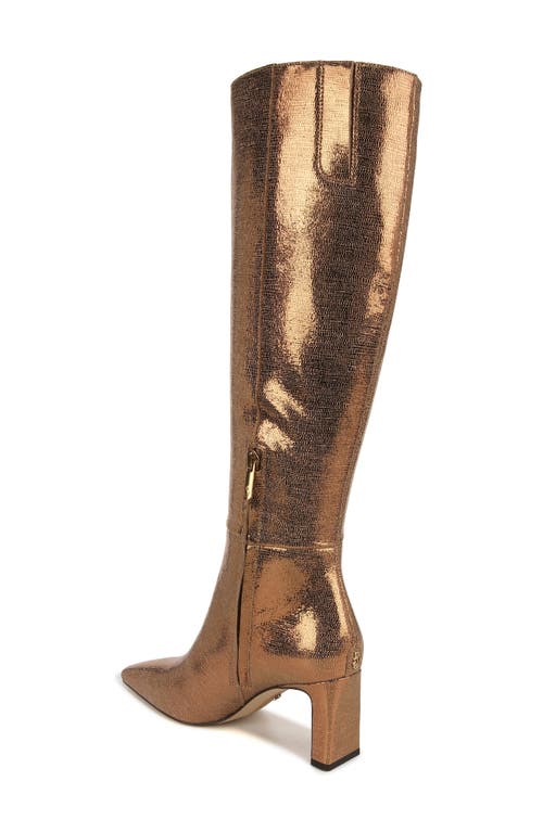 Sam Edelman Elia Wide Calf Knee High Boot Gold Snake Embossed Leather In Medallion Gold