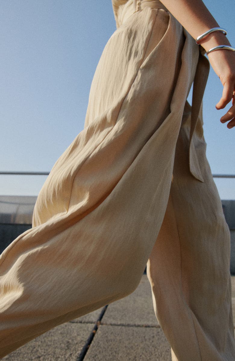 MANGO Paperbag Trousers, Alternate, color, Beige