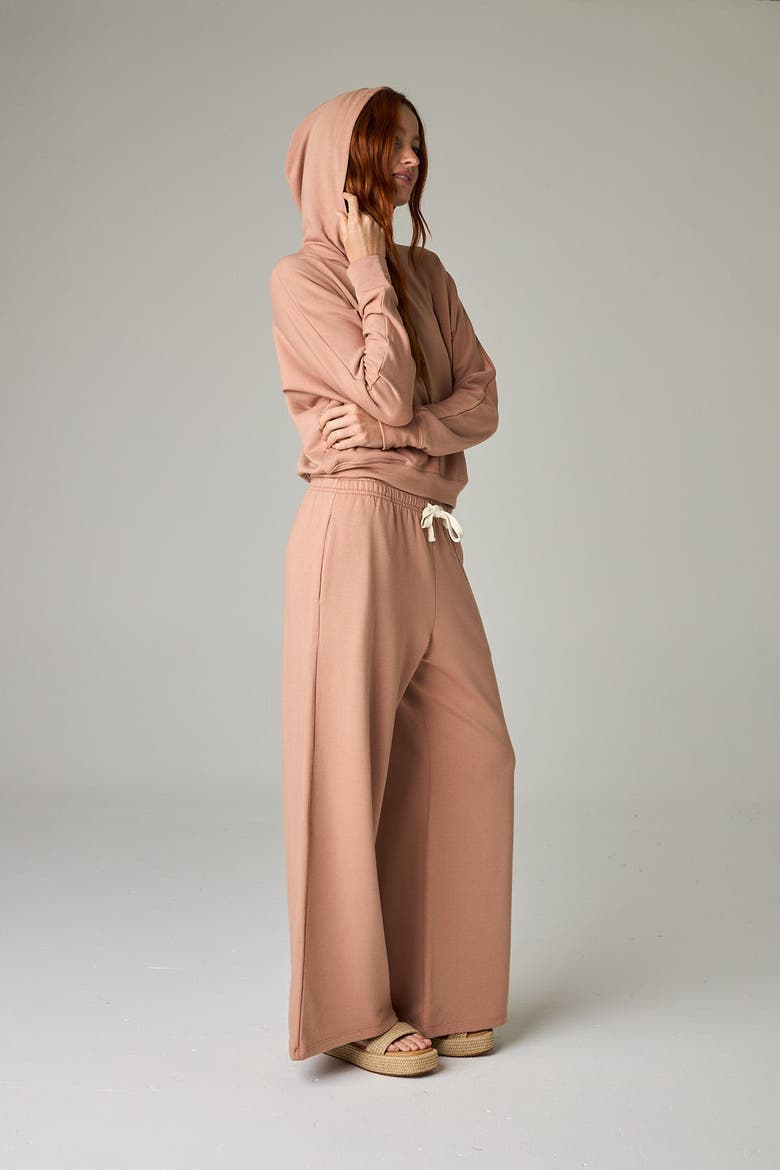 Baikal Eco-Luxe Fleece Dolman Crop Hoodie - Cloud-Soft Comfort, Alternate, color, Desert Sand