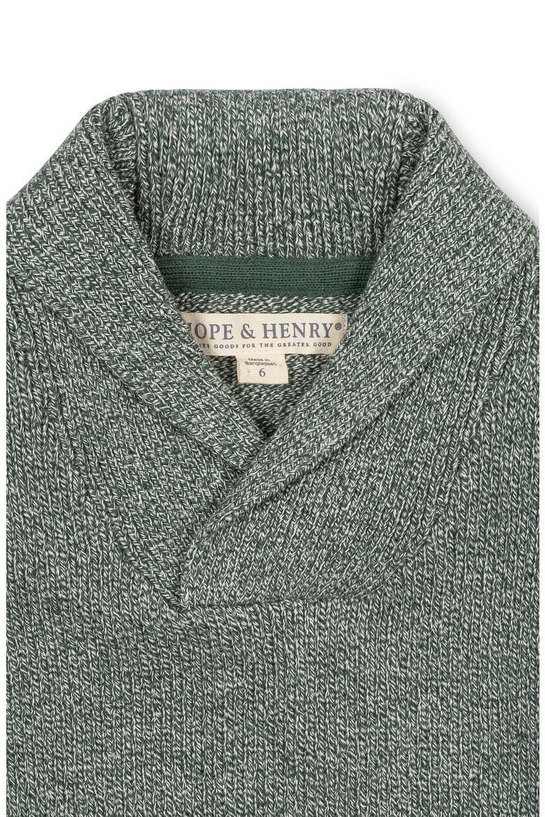Kids' Organic Shawl Collar Sweater, Alternate, color, Dark Green Marl