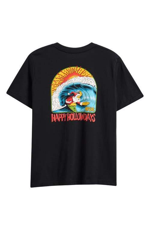 Rip Curl Kids' Santa Psych Graphic T-shirt In Black