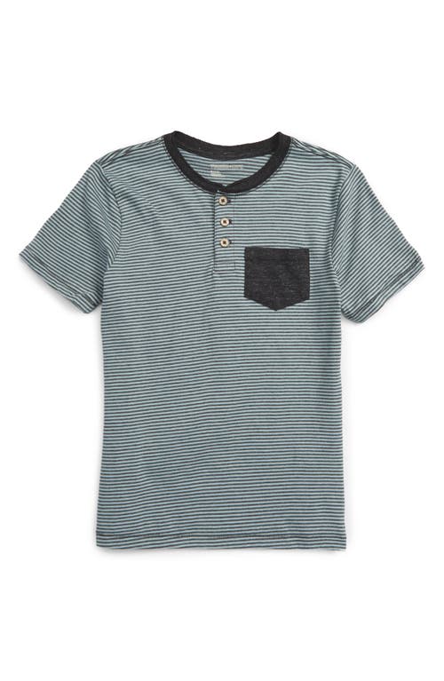 Tucker + Tate Stripe Henley Top in Teal Foam- Grey Stripe 