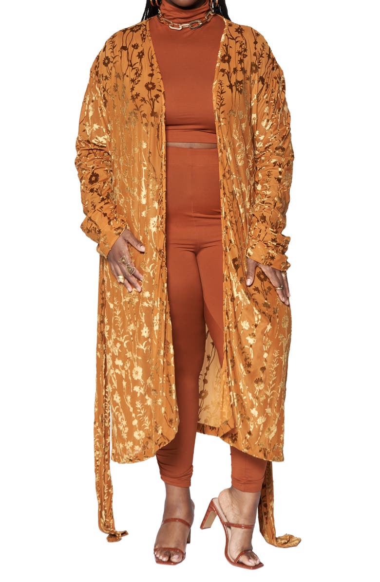 Zelie for She Caravan Burnout Velvet Duster Jacket, Main, color, 