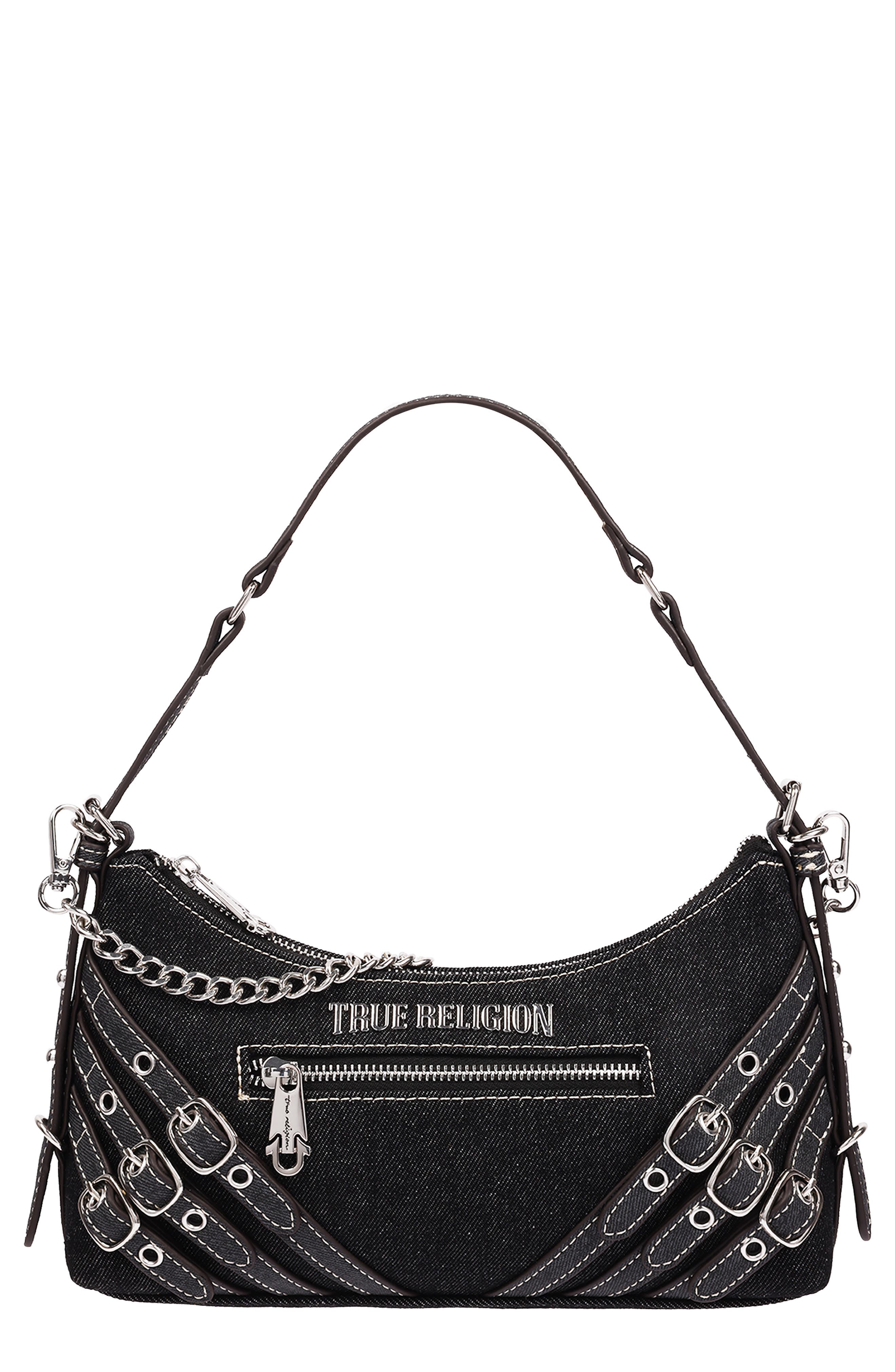 Triple Straps Denim Shoulder Bag