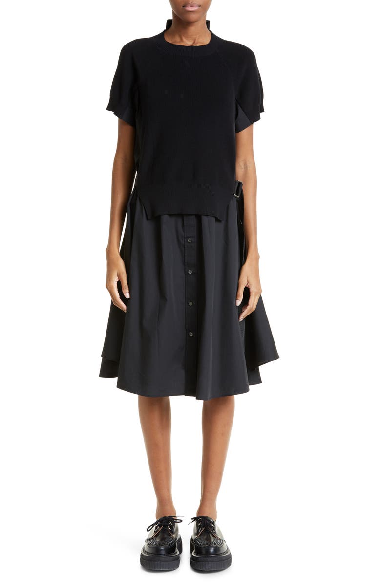 Sacai Mixed Media Shirtdress, Main, color, 