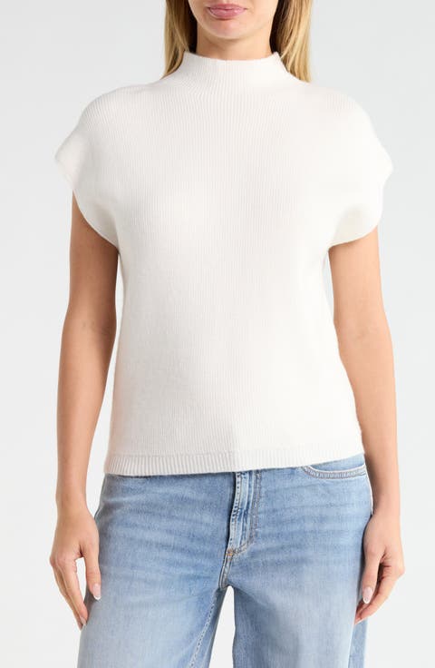 Cap Sleeve Mock Neck Sweater