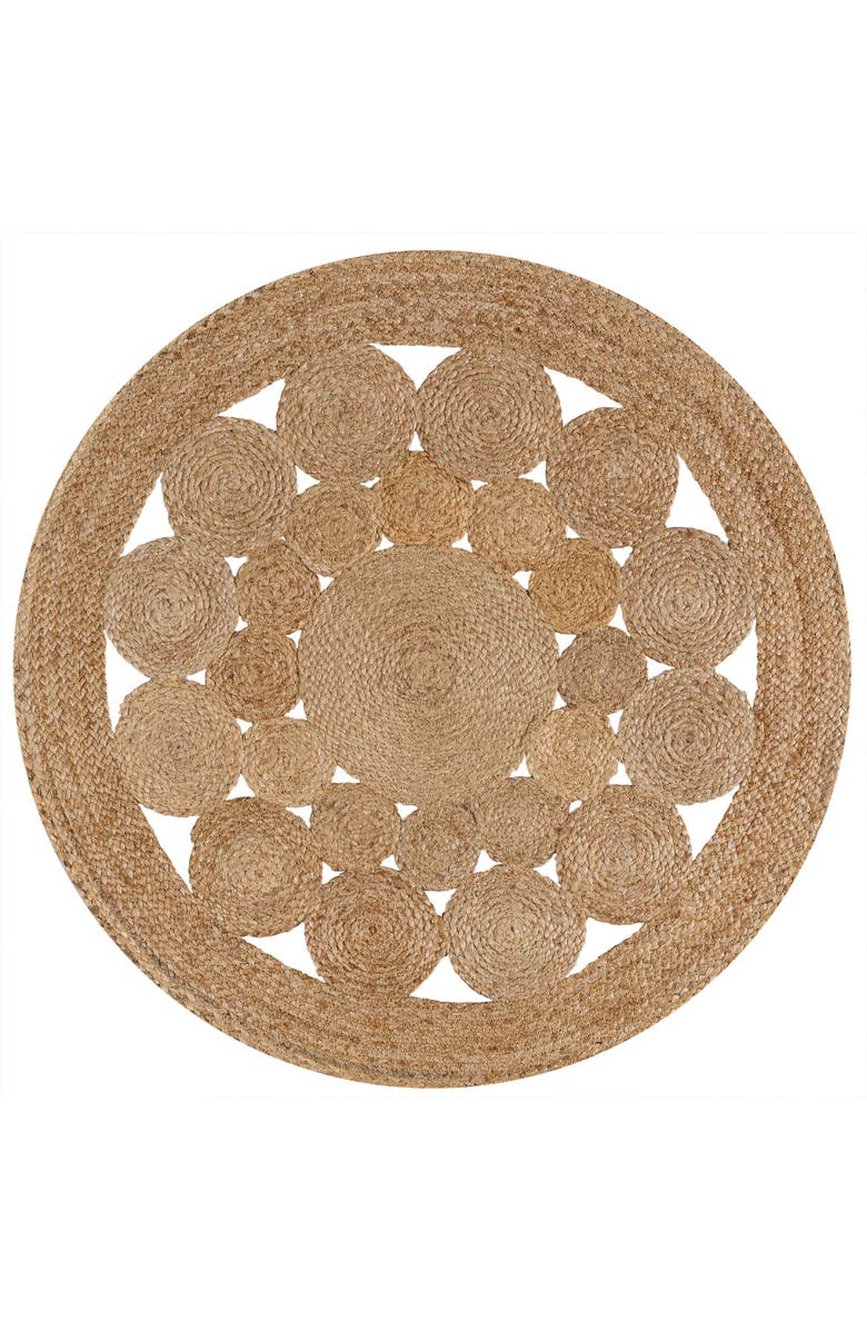 JONATHAN Y Cassia Round Natural Jute Boho Circle Natural Round Area Rug, Main, color, Natural