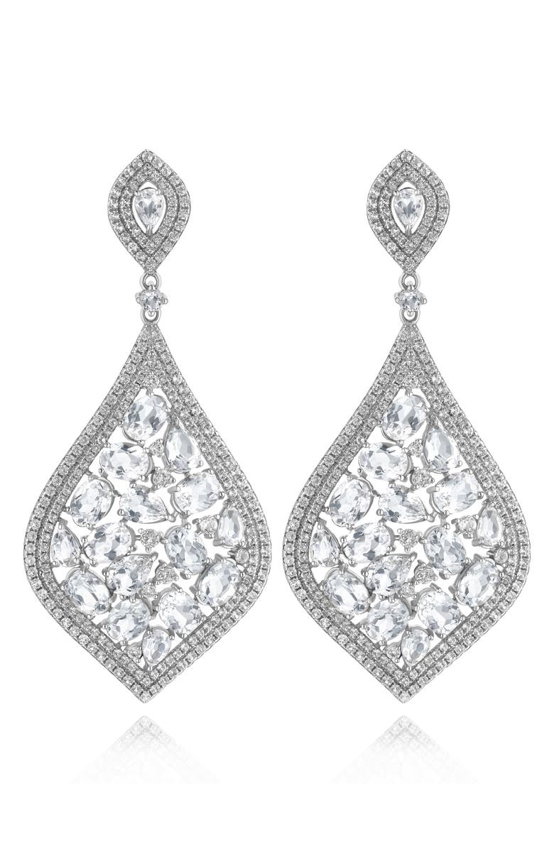 House of Frosted Topaz Teardrop Drop Earrings, Main, color, Silver