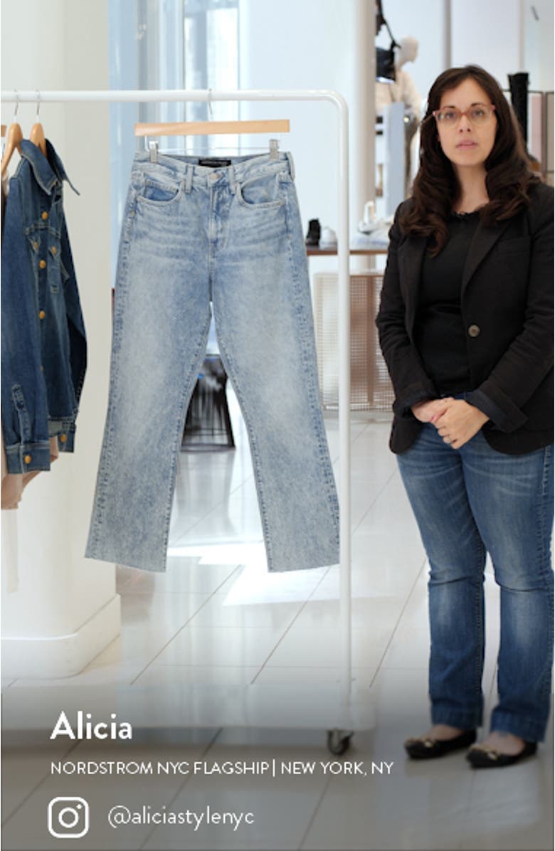 Carly Super High Waist Raw Hem Ankle Kick Flare Jeans, sales video thumbnail