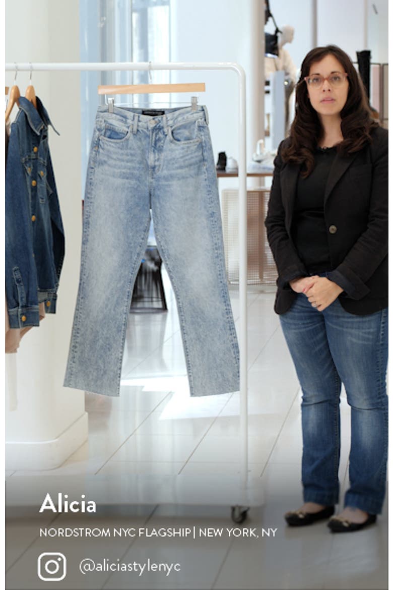 Carly Super High Waist Raw Hem Ankle Kick Flare Jeans video