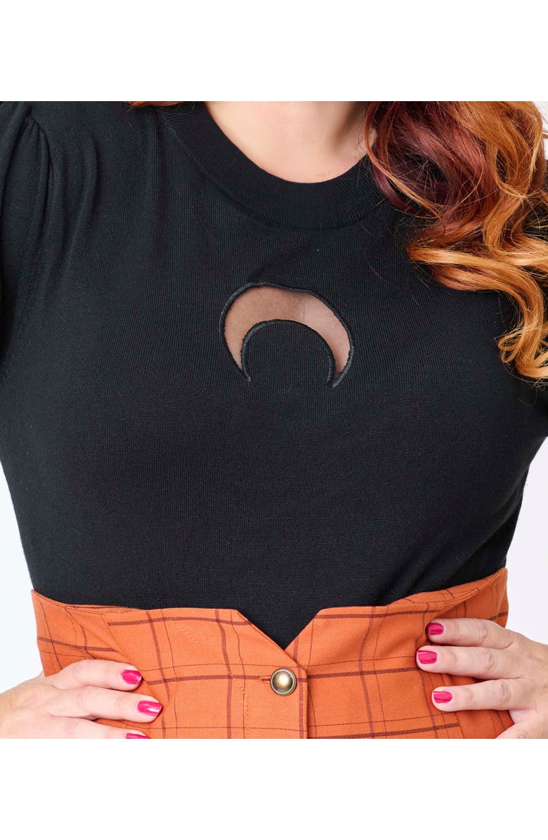 Smak Parlour Plus Size Moon Cutout Knit Sweater, Alternate, color, Black