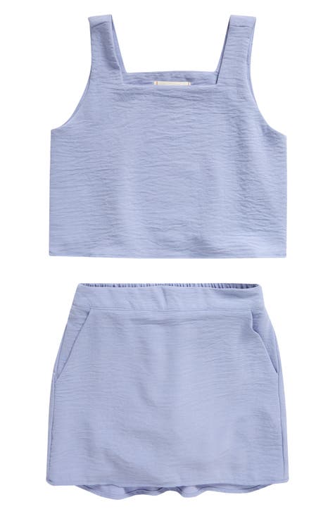 Kids' Square Neck Crop Tank Top & Skirt Set (Big Kid)