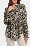 NYDJ Pleated Yoke Long Sleeve Peasant Blouse