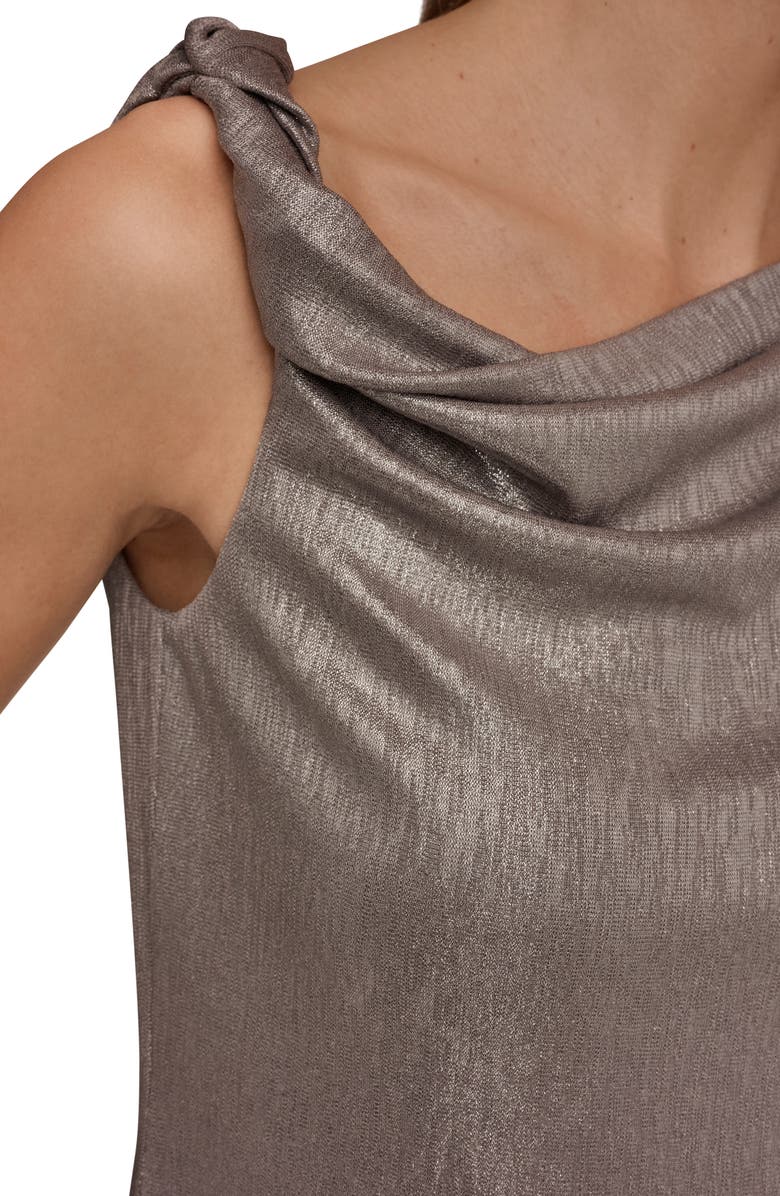 Donna Karan New York Metallic Twist One-Shoulder Top, Alternate, color, Tuscan Grey/ Silver Foil