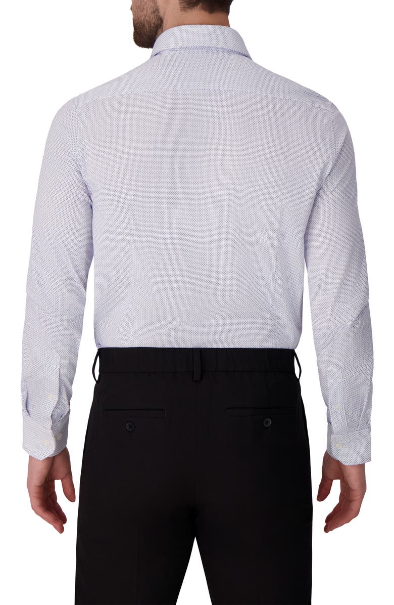 Victor Emmanuel Regular Fit Geometric Print Knit Cotton Dress Shirt, Alternate, color, White