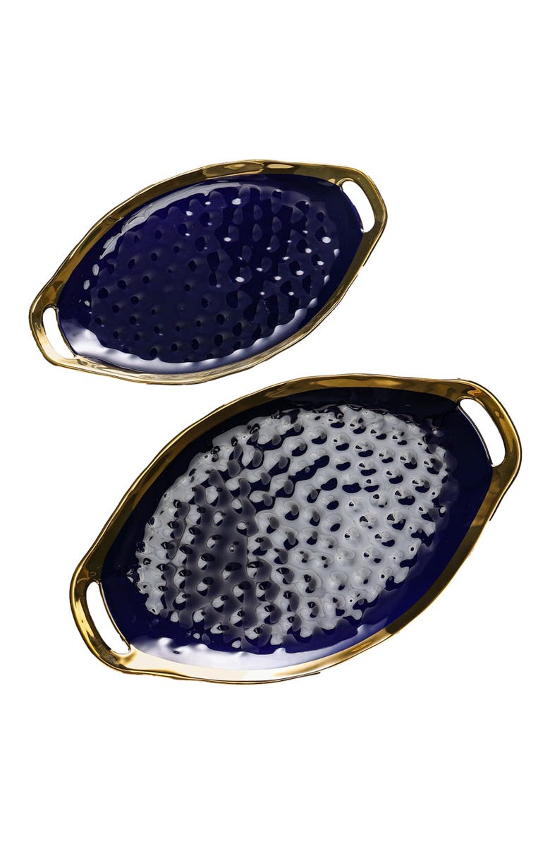 Stone Lain Florian Porcelain 2-Piece Serving Plate Set, Alternate, color, Blue