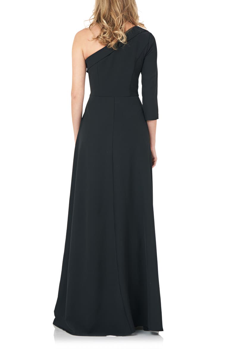One Shoulder Stretch Crepe Maxi Romper, Alternate, color, BLACK