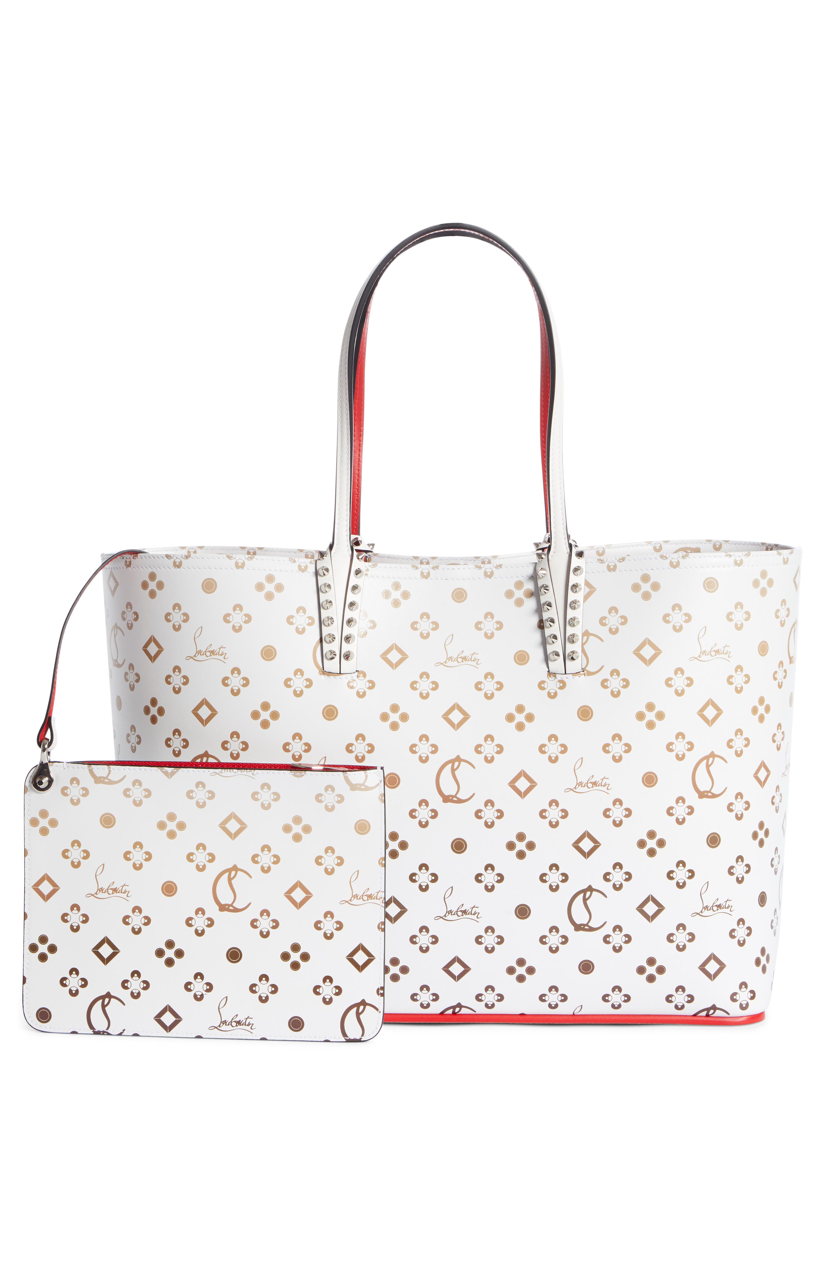 Cabata Loubinthesky Leather Tote, Alternate, color, SNOW-NUDES/ SNOW
