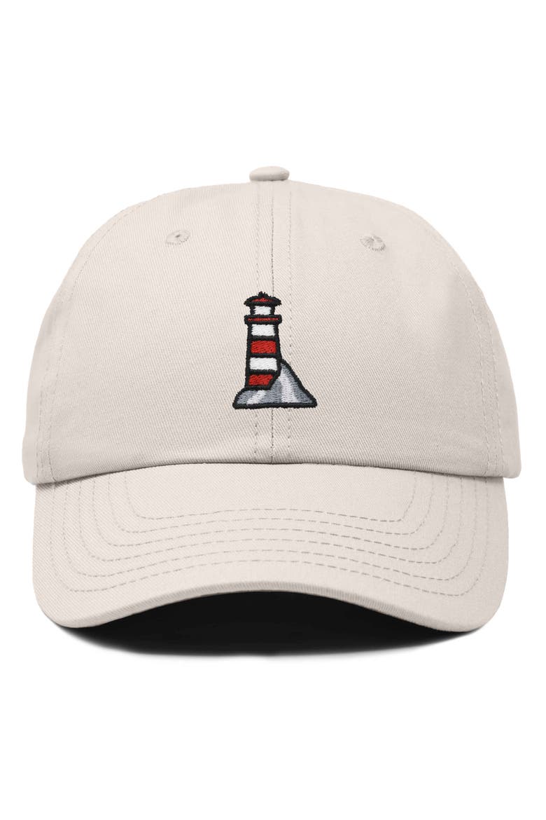 Lighthouse Embroidered Dad Hat, Main, color, Beige